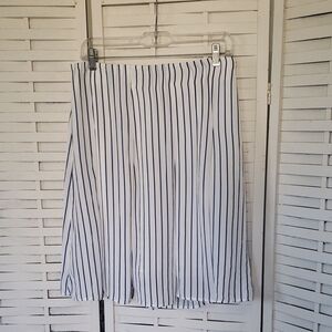J. Crew Blue And White Stripef Pleated Midi Skirt Size 10 New